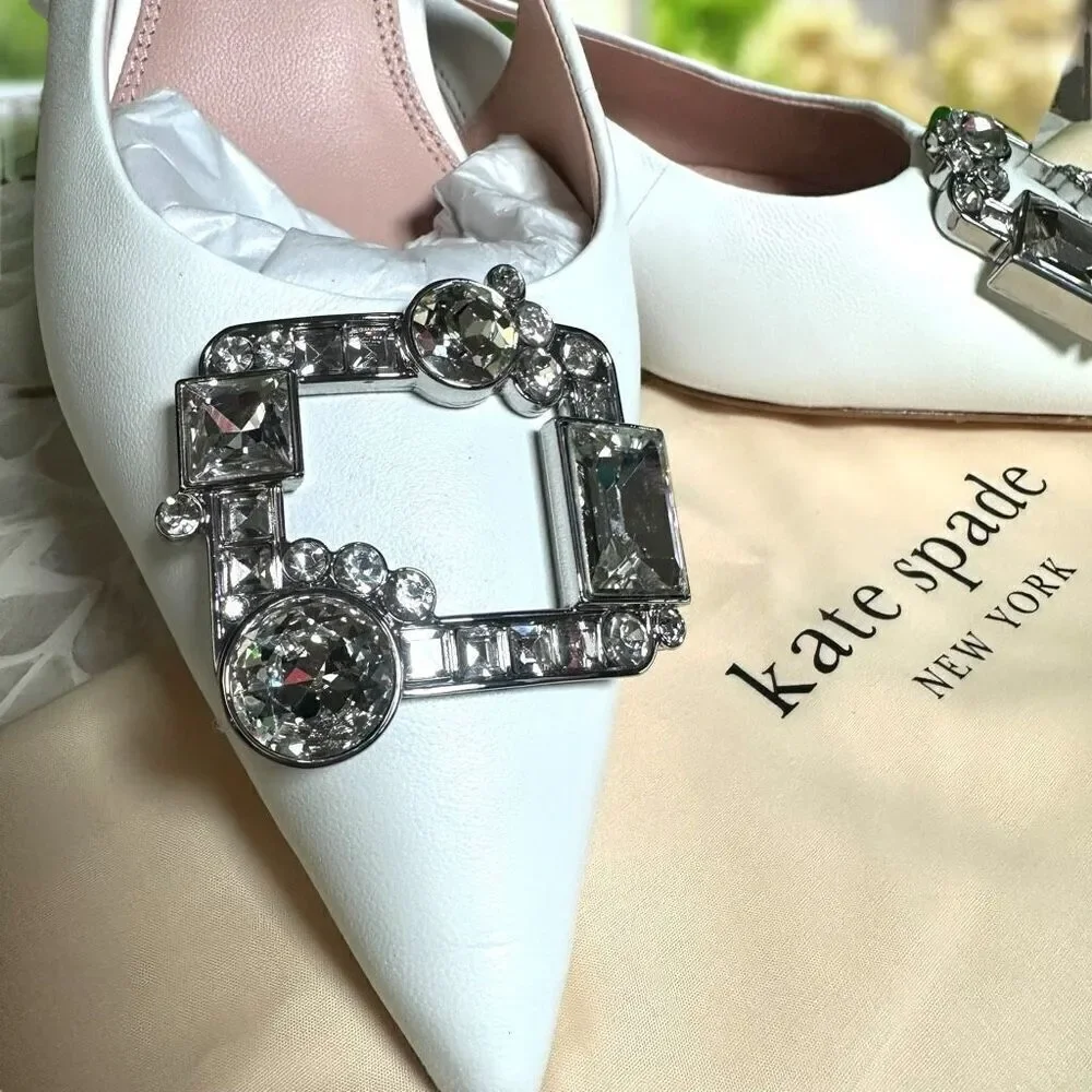 Kate Spade Renata Leather Embellished Slingback Pumps Wedding Shoes